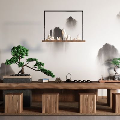 中式茶桌椅 茶水柜