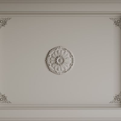 法式天花吊顶 法式灯盘 法式雕花线条