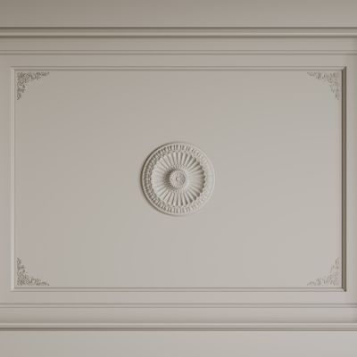 法式天花吊顶 法式灯盘 法式雕花线条