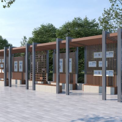 现代室外文化长廊 景观长廊 休闲长廊