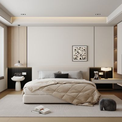现代简约卧室 主卧 黑白卧室