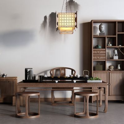 中式茶水柜 茶桌椅 博古架