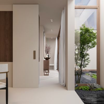 现代别墅过道 现代连廊