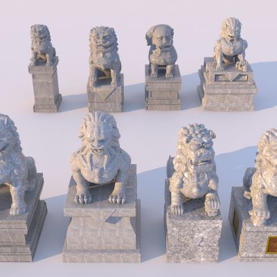 中式入口石狮子雕塑