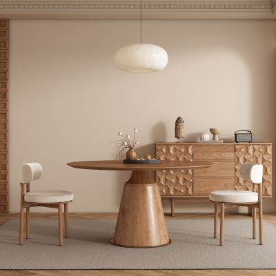 侘寂原木家居餐厅 餐桌椅