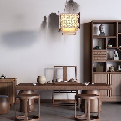 中式茶水柜 茶桌椅 博古架