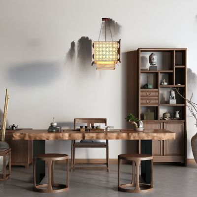 中式茶水柜 茶桌椅 博古架