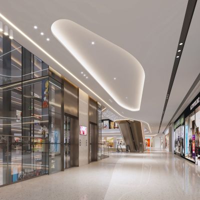 现代商场电梯厅过道