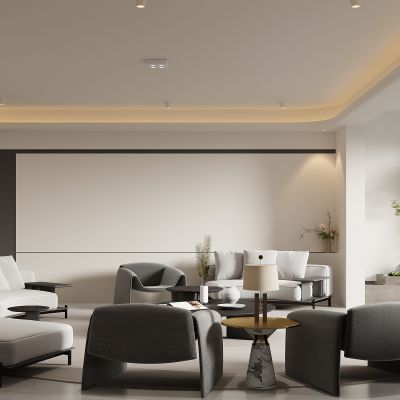 现代圆形沙发 黑白灰客厅 高级灰客厅