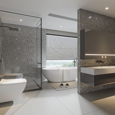 现代卫生间 浴室柜 洗脸盆 镜柜 马桶