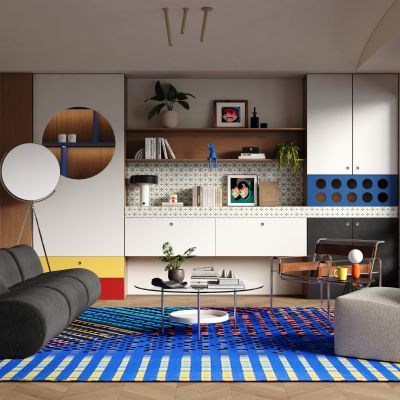 现代包豪斯客厅 多巴胺客厅