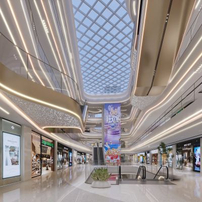 现代商场中庭 扶梯 商场过道