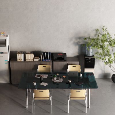 现代文件柜 玻璃桌 会议桌 空调3D模型