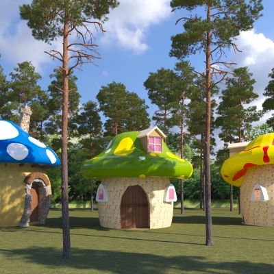 现代蘑菇树屋小品 蘑菇小品