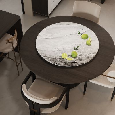 现代餐桌椅 圆形餐桌 大理石餐桌