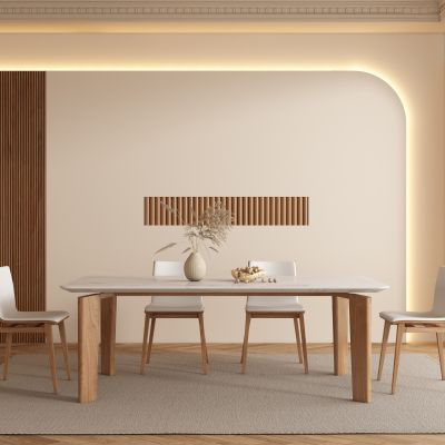 侘寂原木餐厅餐桌椅