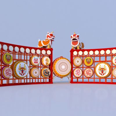 中式舞台舞狮庆典鼓架