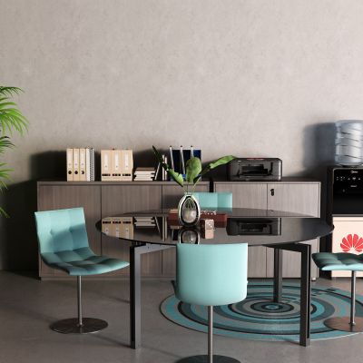 现代休闲椅 盆栽 文件柜