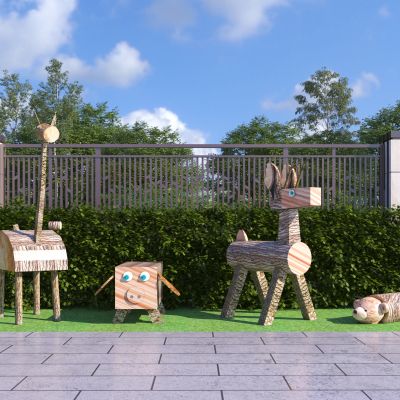 现代趣味木头动物