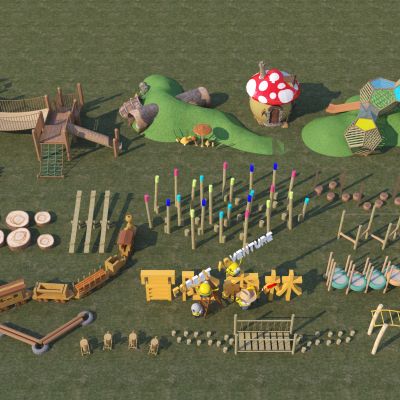 现代原木户外儿童游乐设施