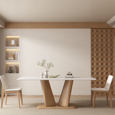 侘寂原木风餐厅餐桌椅