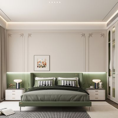 现代儿童房 无主灯卧室 衣柜