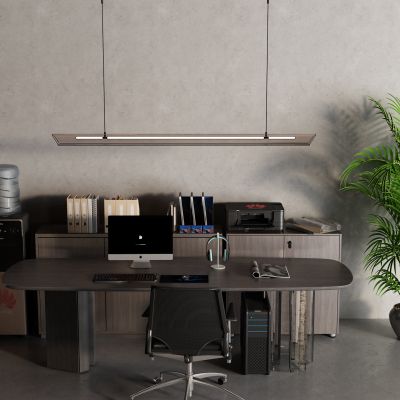 现代书桌 文件柜 金属吊灯 电脑桌