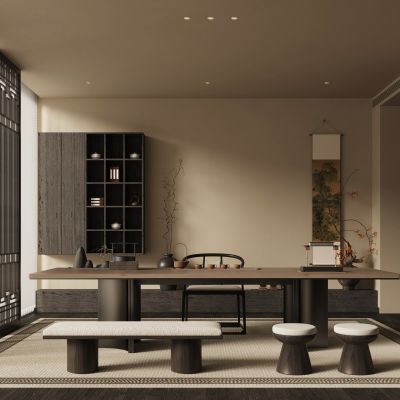 新中式宋式风茶室书房