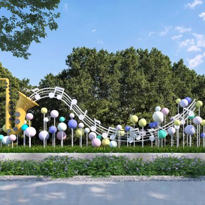 现代音符五线谱雕塑小品3D模型