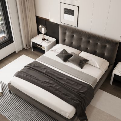 现代家居卧室 双人床 主卧 饰品摆件