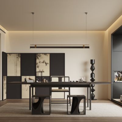 新中式宋式风茶室书房