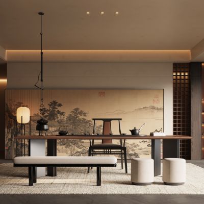 新中式宋式风茶室书房