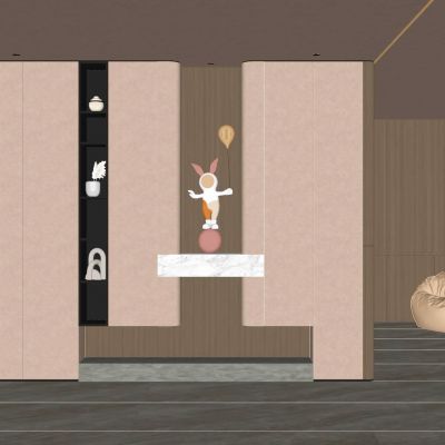 意式 奶油 中古风 格栅造型 无主灯 入户隔断 玄关