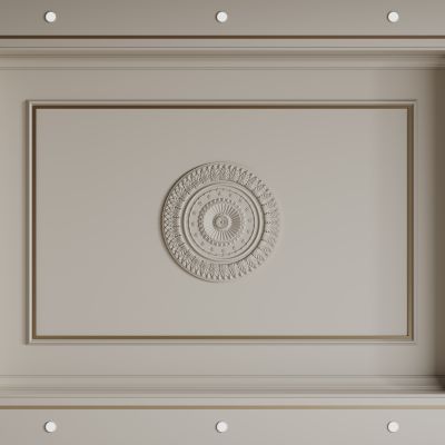 法式天花吊顶 法式灯盘 法式雕花线条