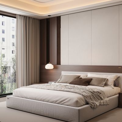 现代家居卧室 双人床 主卧 饰品摆件