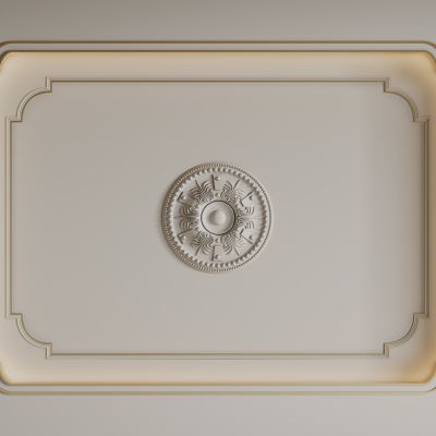 法式天花吊顶 法式灯盘 法式雕花线条