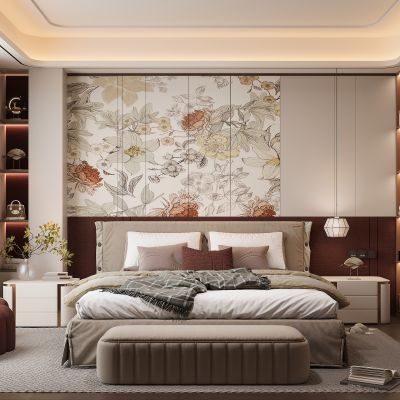 现代家居卧室 双人床 主卧 饰品摆件