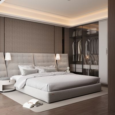 现代家居卧室 双人床 主卧 饰品摆件