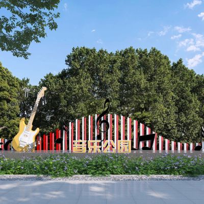 现代吉它音符五线谱雕塑小品