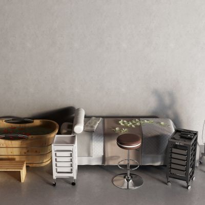 现代小推车 按摩床 美容床 木桶