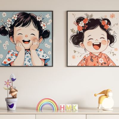 儿童卡通女孩装饰画挂画