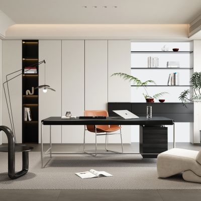 现代黑白极简书房