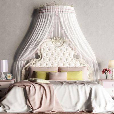 简欧双人床 床头柜