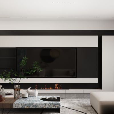 意式电视背景墙 意式客厅 