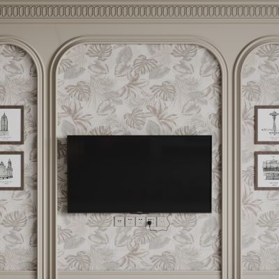 法式背景墙 法式护墙板 法式雕花线条 电视背景墙