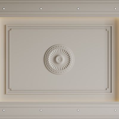 法式天花吊顶 法式灯盘 法式雕花线条