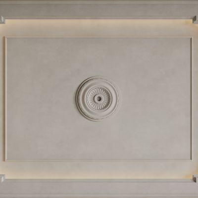 法式天花吊顶 法式灯盘 法式雕花线条