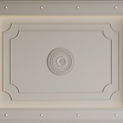 法式天花吊顶 法式灯盘 法式雕花线条