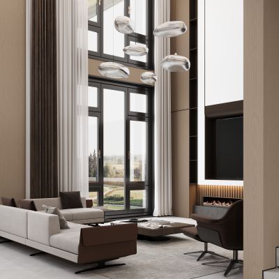 现代挑空客厅 别墅客厅