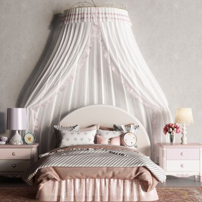 简欧儿童床 女孩床 帷幔